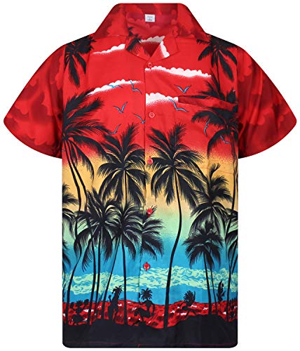 V.H.O. Funky Hawaiihemd, Kurzarm, Beach, rot, 3XL von V.H.O.