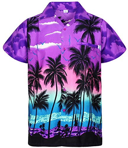 V.H.O. Funky Hawaiihemd, Kurzarm, Beach, violett, 4XL von V.H.O.