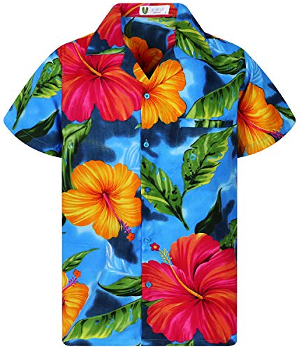 Funky Hawaiihemd, Big Flower, hellblau, 4XL von V.H.O.