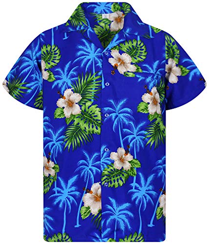 V.H.O. Funky Hawaiihemd, Kurzarm, Blumen, Small Flower, Blau, 6XL von V.H.O.