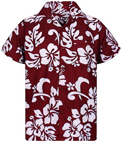 V.H.O. Funky Hawaiihemd, Kurzarm, Hibiskus, Rot, L von V.H.O.