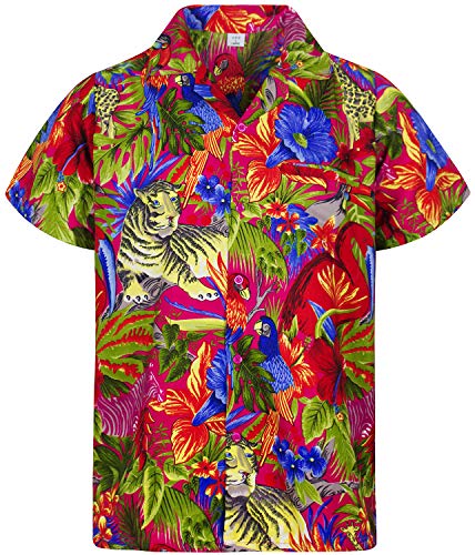 V.H.O. Funky Hawaiihemd, Kurzarm, Dschungel, Jungle, pink, M von V.H.O.