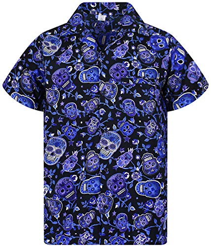 Funky Hawaiihemd, Skull, blau, 3XL von V.H.O.