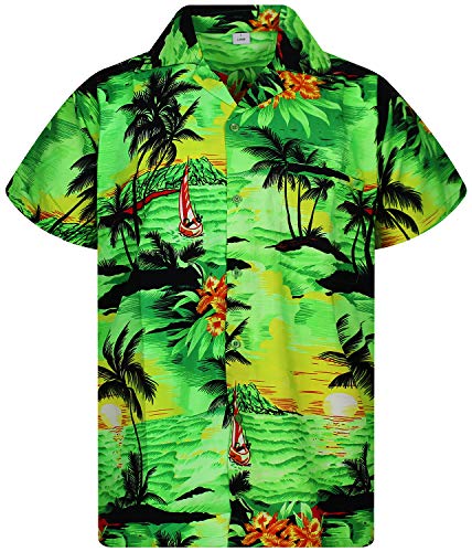 V.H.O. Funky Hawaiihemd, Kurzarm, Surf, Grün, 3XL von V.H.O.