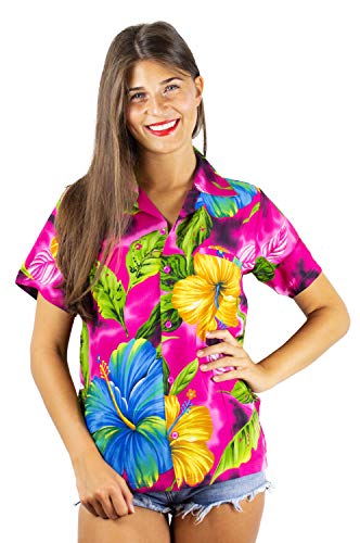 Funky Hawaiihemd Hawaiibluse, Big Flower, pink, 4XL von V.H.O.