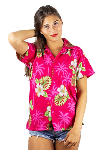 V.H.O. Funky Hawaiihemd Hawaiibluse, Kleine Blumen, pink, M von V.H.O.