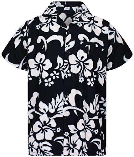 V.H.O. Funky Hawaii-Hemd, Herren, Kurzarm, Hibiscus, Schwarz, XS V.H.O. Funky Hawaii-Hemd, Herren, Kurzarm, Hibiscus, Schwarz, XS von V.H.O.