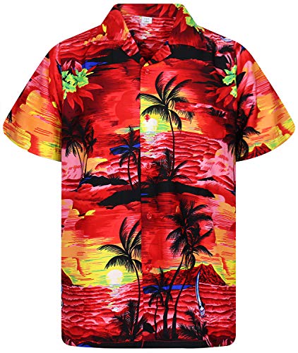 V.H.O. Funky Hawaiihemd, Kurzarm, Surf, pink, 3XL von V.H.O.