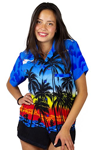 V.H.O. Funky Hawaiibluse, Hawaiihemd, Kurzarm, Beach, Blau, 6XL von V.H.O.