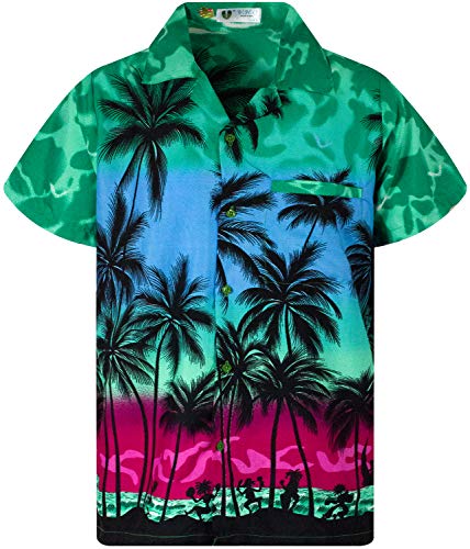 V.H.O. Funky Hawaiibluse, Hawaiihemd, Kurzarm, Beach, Eclectic Grün, 3XL von V.H.O.