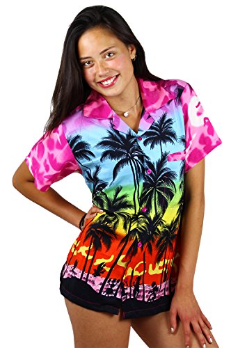 V.H.O. Funky Hawaiibluse, Hawaiihemd, Kurzarm, Beach, Eclectic Pink, 6XL von V.H.O.