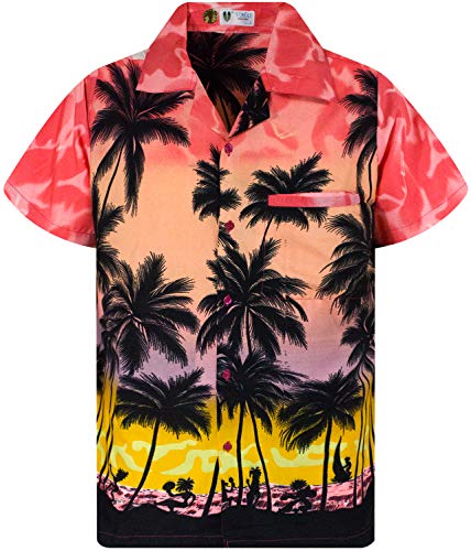 V.H.O. Funky Hawaiibluse, Hawaiihemd, Kurzarm, Beach, Eclectic Rot, 5XL von V.H.O.