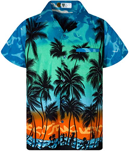 V.H.O. Funky Hawaiibluse, Hawaiihemd, Kurzarm, Beach, Eclectic Türkis, 3XL von V.H.O.