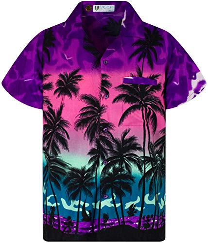 V.H.O. Funky Hawaiibluse, Hawaiihemd, Kurzarm, Beach, Eclectic Violett, 3XL von V.H.O.