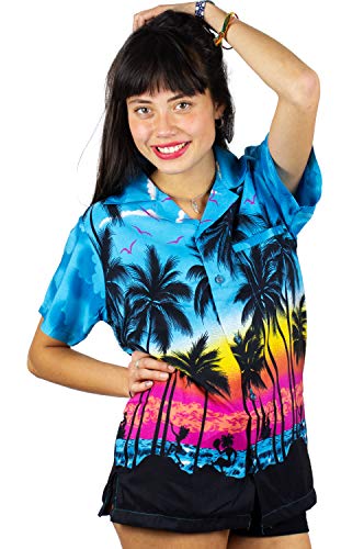 V.H.O. Funky Hawaiibluse, Hawaiihemd, Kurzarm, Beach, Türkis, 4XL von V.H.O.