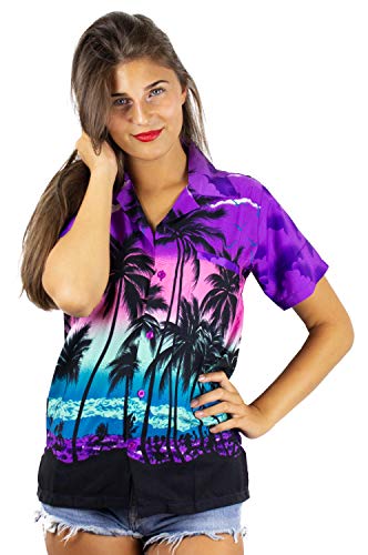 V.H.O. Funky Hawaiibluse, Hawaiihemd, Kurzarm, Beach, Violett, 3XL von V.H.O.