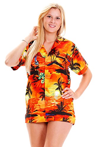V.H.O. Funky Hawaiibluse, Hawaiihemd, Kurzarm, Surf, Orange, XL von V.H.O.
