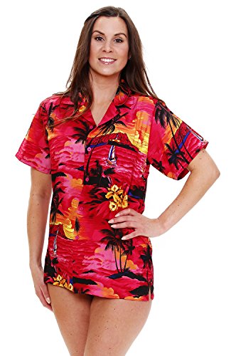 V.H.O. Funky Hawaiibluse, Hawaiihemd, Kurzarm, Surf, Pink, 3XL von V.H.O.