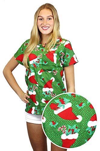 V.H.O. Funky Hawaiibluse Hawaiihemd, Kurzarm, Weihnachten, Christmas Hats, Grün, XXL von V.H.O.