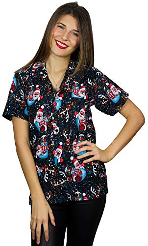 V.H.O. Funky Hawaiibluse Hawaiihemd, Kurzarm, Weihnachten, Christmas Snowflakes, Schwarz, 3XL von V.H.O.