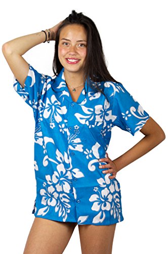 V.H.O. Funky Hawaiibluse Hemd, Kurzarm, Hibiskus, Türkis New, 3XL von V.H.O.