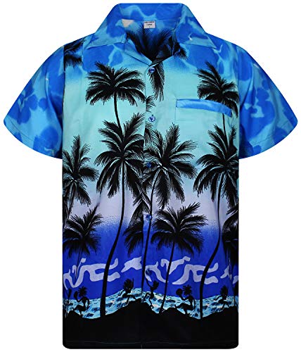 V.H.O. Funky Hawaiihemd, Kurzarm, Beach, monoblau, 4XL von V.H.O.