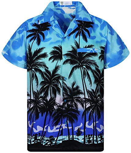 V.H.O. Funky Hawaiihemd, Kurzarm, Beach, monoblau, 5XL von V.H.O.