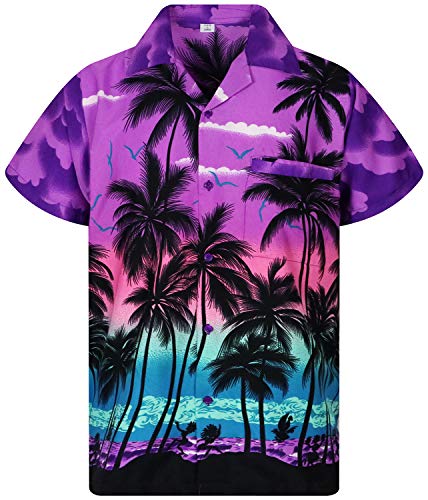 V.H.O. Funky Hawaiihemd, Kurzarm, Beach, violett, 6XL von V.H.O.