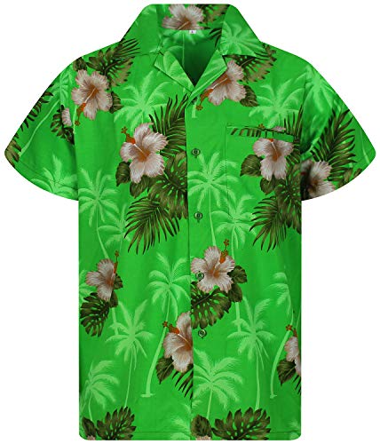 V.H.O. Funky Hawaiihemd, Kurzarm, Blumen, Small Flower, Grün, 6XL von V.H.O.