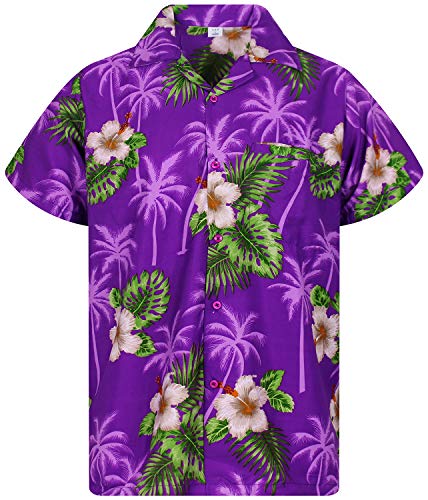 V.H.O. Funky Hawaiihemd, Kurzarm, Blumen, Small Flower, violett, 5XL von V.H.O.