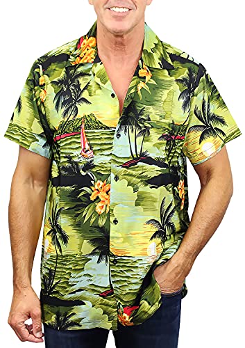 V.H.O. Funky Hawaiihemd, Kurzarm, New Surf, Dark Green, 4XL von V.H.O.