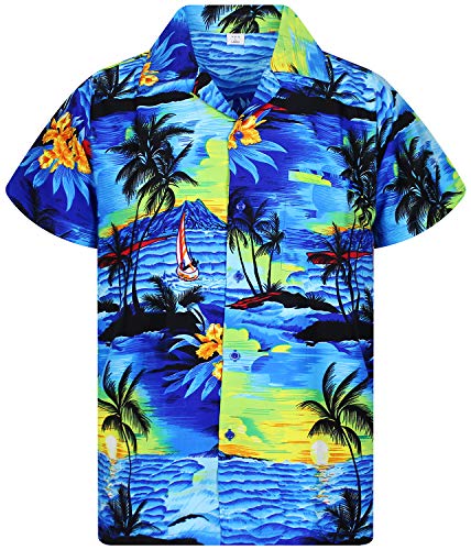 V.H.O. Funky Hawaiihemd, Kurzarm, Surf, blau, 4XL von V.H.O.