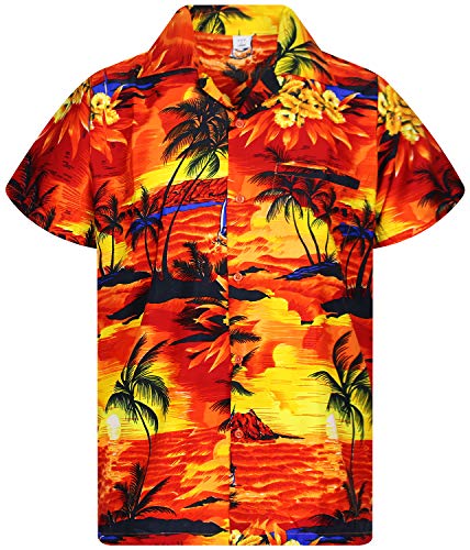 V.H.O. Funky Hawaiihemd, Kurzarm, Surf, orange, 5XL von V.H.O.