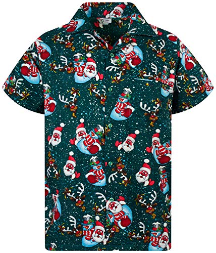 V.H.O. Funky Hawaiihemd, Kurzarm, Weihnachten, Christmas Snowflakes, Grün, 3XL von V.H.O.