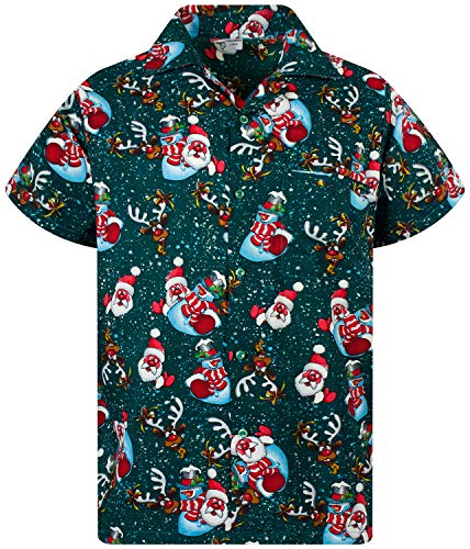 V.H.O. Funky Hawaiihemd, Kurzarm, Weihnachten, Christmas Snowflakes, Grün, XL von V.H.O.