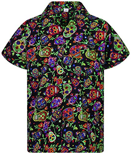 V.H.O. Funky Hawaiihemd, Skull, Mehrfarbig-schwarz, 6XL von V.H.O.