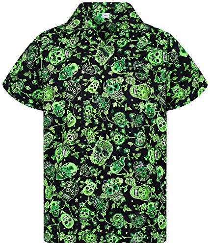 V.H.O. Funky Hawaiihemd, Skull, grün, XL von V.H.O.