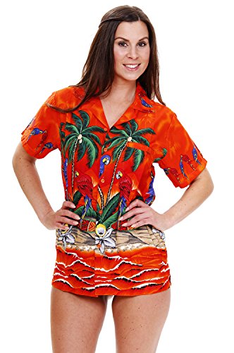 V.H.O. Funky Hawaiihemd Hawaiibluse, Hibiskus, orange, M von V.H.O.