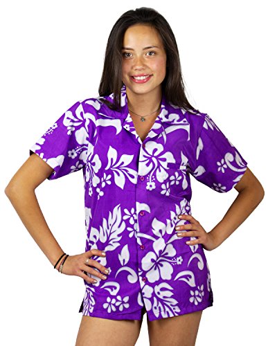 V.H.O. Funky Hawaiihemd Hawaiibluse, Hibiskus, violett, 5XL von V.H.O.