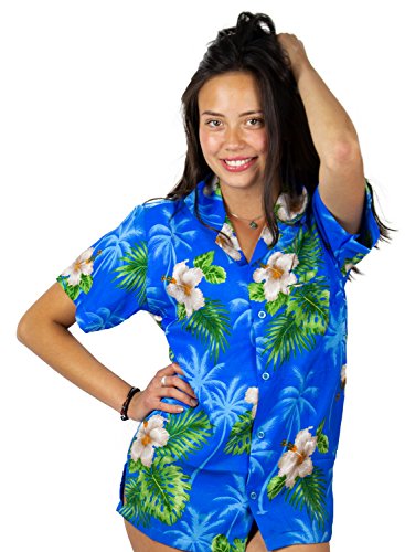V.H.O. Funky Hawaiihemd Hawaiibluse, Kleine Blumen, hellblau, XL von V.H.O.