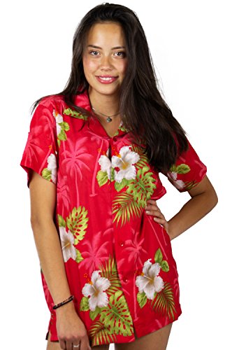 V.H.O. Funky Hawaiihemd Hawaiibluse, Kleine Blumen, rot, 3XL von V.H.O.