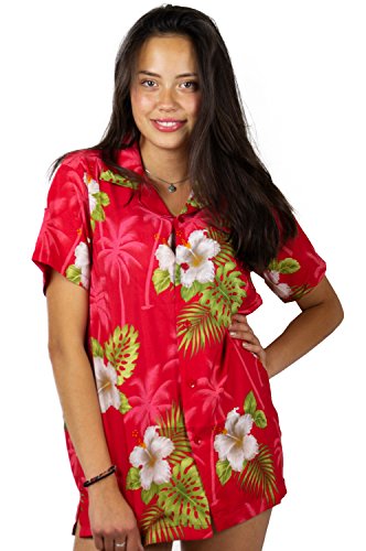 V.H.O. Funky Hawaiihemd Hawaiibluse, Kleine Blumen, rot, S von V.H.O.