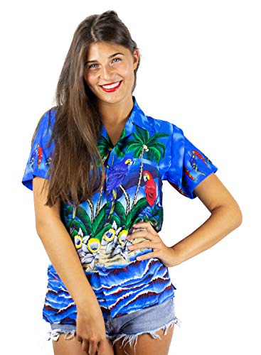 V.H.O. Funky Hawaiihemd Hawaiibluse, Papagei, blau, XXL von V.H.O.