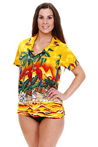 V.H.O. Funky Hawaiihemd Hawaiibluse, Papagei, gelb, 5XL von V.H.O.