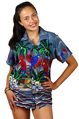 V.H.O. Funky Hawaiihemd Hawaiibluse, Papagei, grau, 4XL von V.H.O.