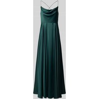 V.M. Abendkleid aus Satin mit Spaghettiträgern in Dunkelgruen, Größe 38 von V.M.