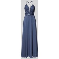V.M. Abendkleid mit Häkelspitze in Hellblau, Größe 42 von V.M.