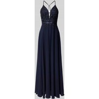 V.M. Abendkleid mit Häkelspitze in Marine, Größe 36 von V.M.