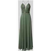 V.M. Abendkleid mit Häkelspitze in Schilf, Größe 44 von V.M.