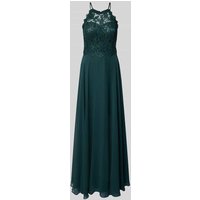 V.M. Abendkleid mit Spitze und Cut Out im Rücken in Dunkelgruen, Größe 36 von V.M.